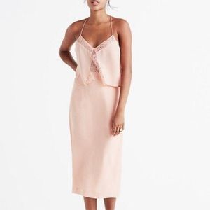 Madewell NWT Silk Lace Cami Slip Tiered Midi Dress